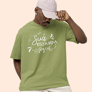 Camiseta Oversized verde oliva com localização da estamoa